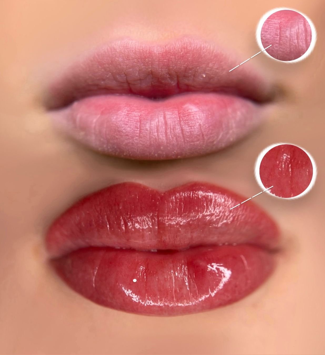 Lipblush before and after